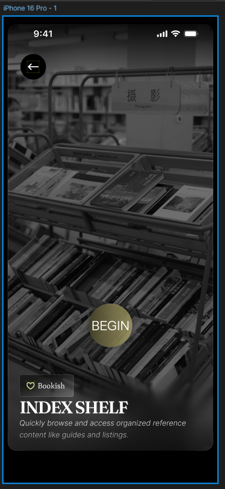 Bookish mobile concept screen
